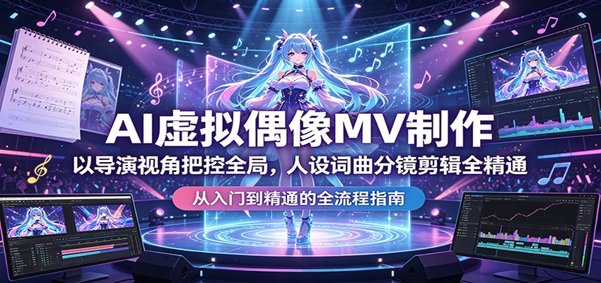 AI虚拟偶像MV制作：以导演视角把控全局，人设词曲分镜剪辑全精通-副业网