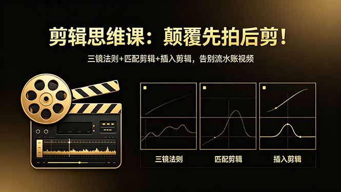 剪辑思维课：颠覆先拍后剪！三镜法则+匹配剪辑+插入剪辑，告别流水账视频-副业网