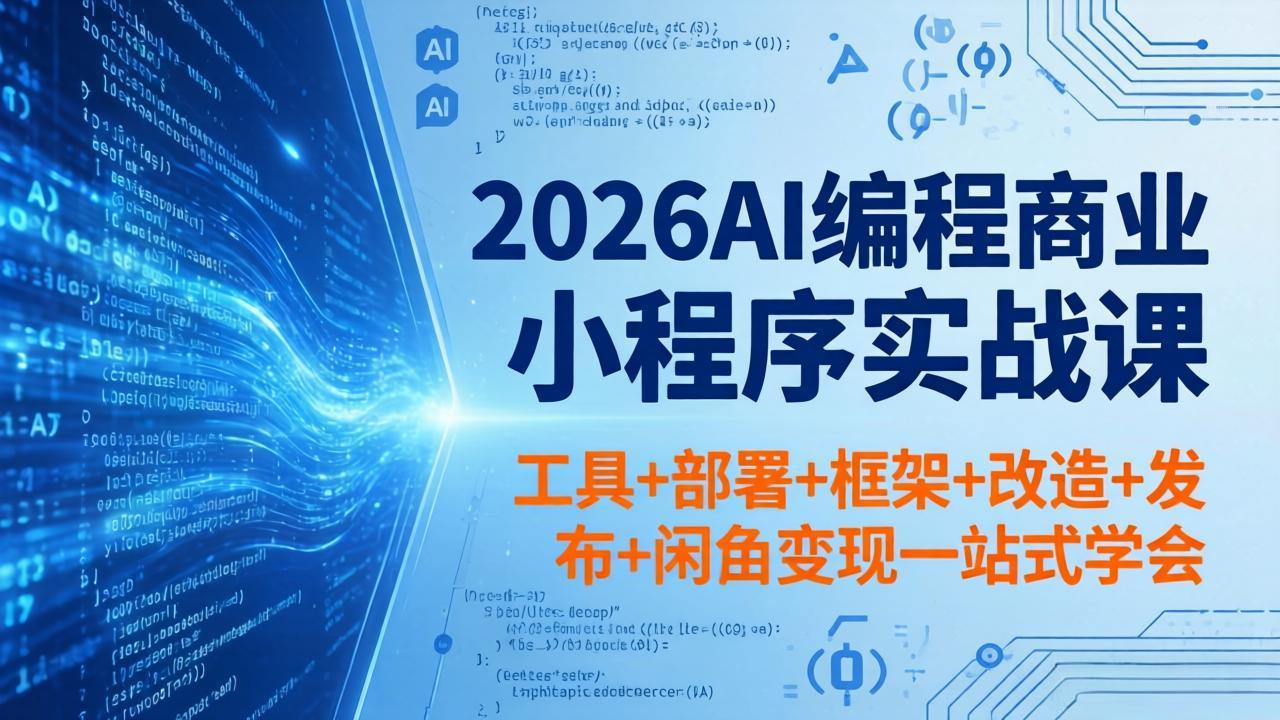 2026AI编程商业小程序实战课,工具+部署+框架+改造+发布+闲鱼变现一站式学会-副业网