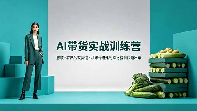 AI带货实战训练营，服装+农产品双赛道，从账号搭建到素材剪辑快速出单-副业网