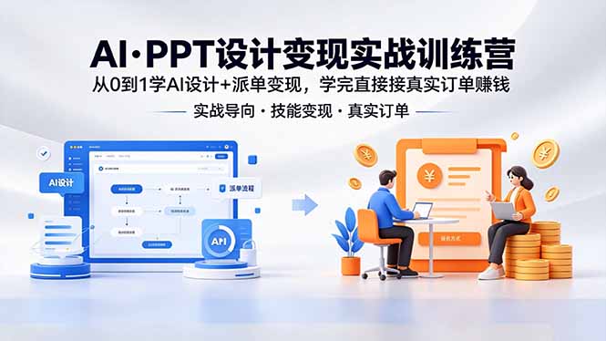 AI·PPT设计变现实战训练营，从0到1学AI设计+派单变现，学完直接接真实订单赚钱-副业网