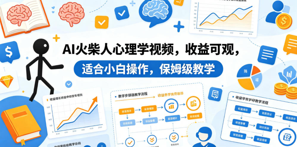 AI火柴人心理学视频，收益可观，适合小白操作，保姆级教学-副业网