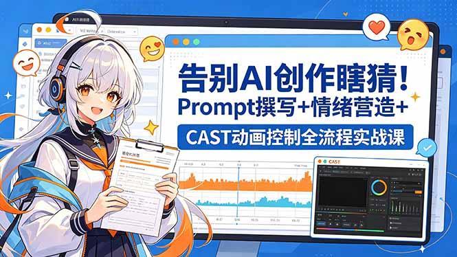 告别AI创作瞎猜！Prompt撰写+情绪营造+CAST动画控制全流程实战课-副业网