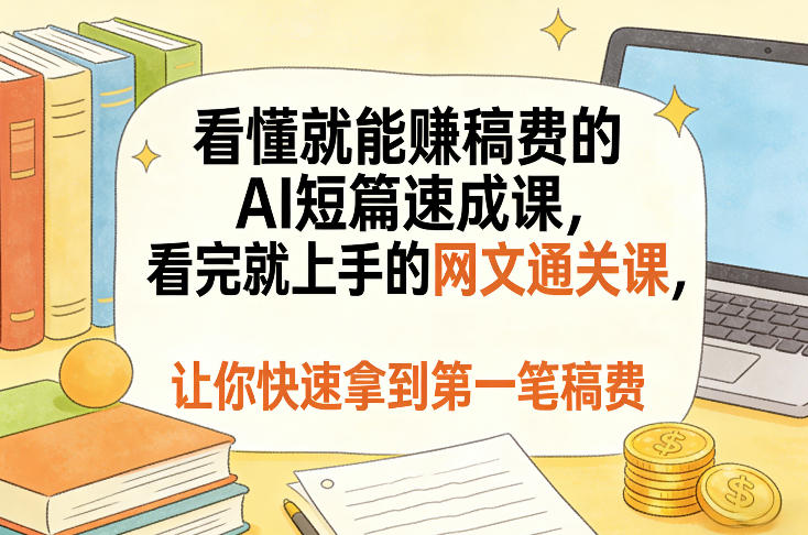 看懂就能賺稿费的AI短篇速成课，看完就上手的网文通关课，让你快速拿到第一笔稿费(更新5月)-副业网