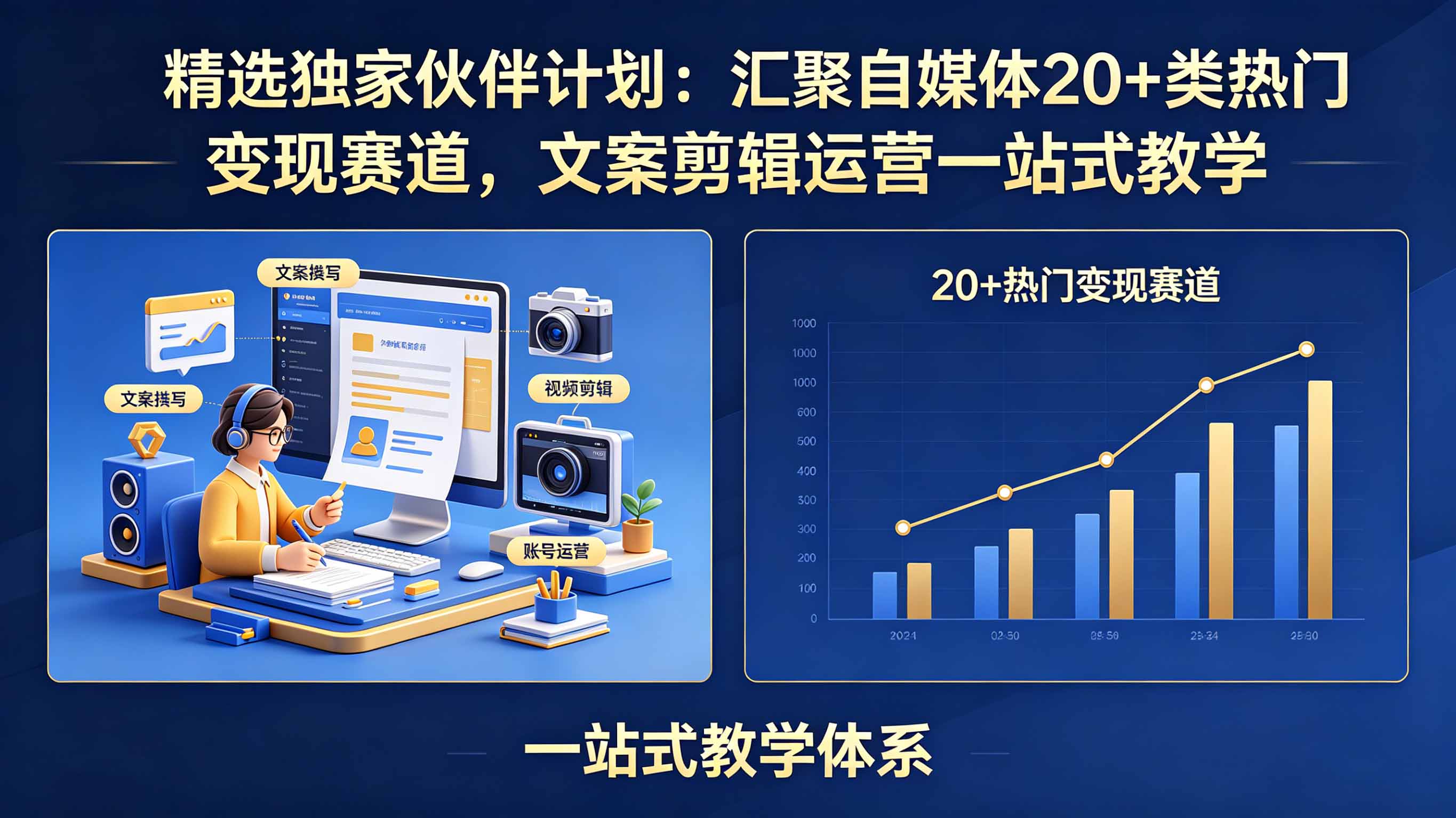 图片[1]-精选独家伙伴计划：汇聚自媒体20+类热门变现赛道，文案剪辑运营一站式教学-副业网