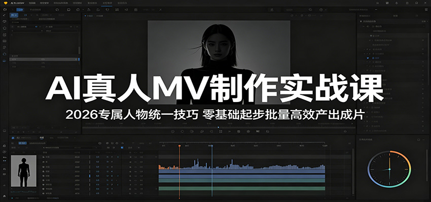 AI真人MV制作实战课：2026专属人物统一技巧，零基础起步批量高效产出成片-副业网