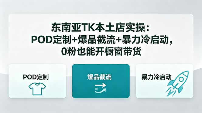 东南亚TK本土店实操-5月更新：POD定制+爆品截流+暴力冷启动，0粉也能开橱窗带货-副业网
