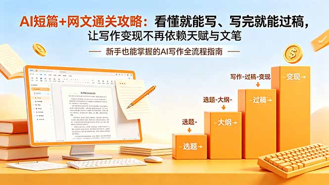 AI短篇+网文通关攻略-更新4月：看懂就能写、写完就能过稿，让写作变现不再依赖天赋与文笔-副业网