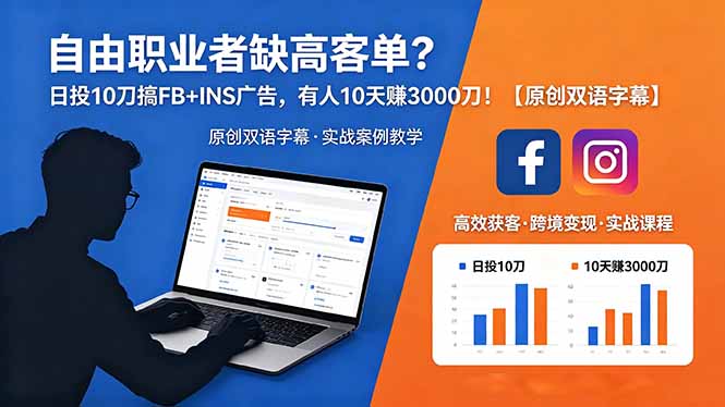 自由职业者缺高客单？日投 10 刀搞 FB+INS 广告，有人 10 天赚 3000 刀！【原创双语字幕】-副业网