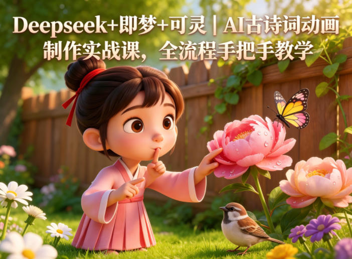 Deepseek+即梦+可灵｜AI古诗词动画制作实战课，全流程手把手教学-副业网