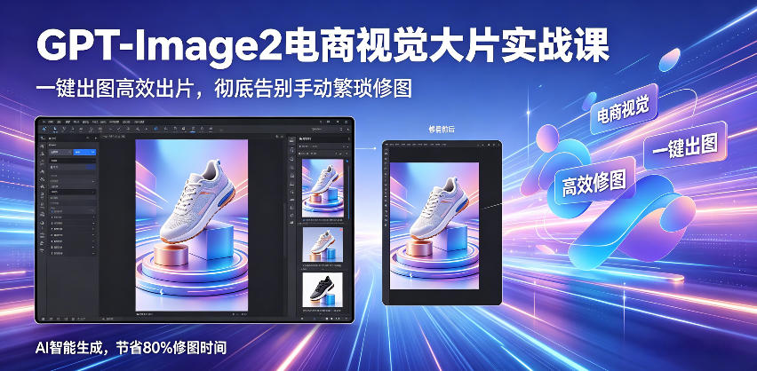 GPT-Image2电商视觉大片实战课，一键出图高效出片，彻底告别手动繁琐修图-副业网