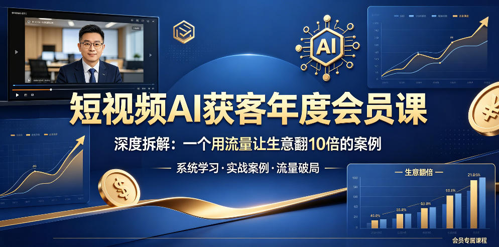 短视频AI获客年度会员课，深度拆解，一个用流量让生意翻10倍的案例-副业网