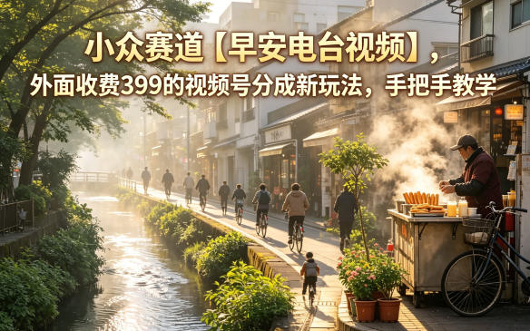 小众赛道【早安电台视频】，外面收费399的视频号分成新玩法，手把手教学-副业网
