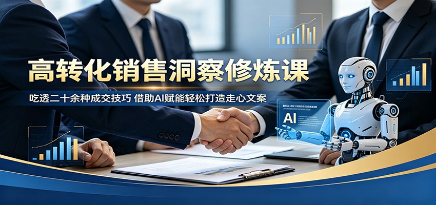 高转化销售洞察修炼课：吃透二十余种成交技巧，借助AI赋能轻松打造走心文案-副业网