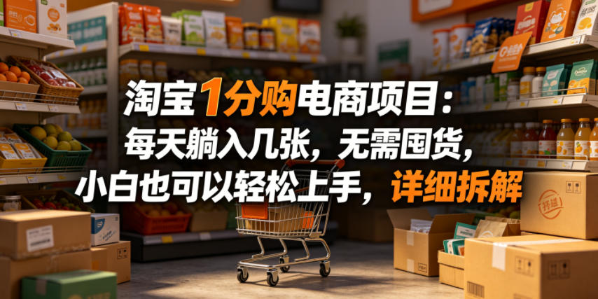 淘宝1分购电商项目：每天躺入几张，无需囤货，小白也可以轻松上手，详细拆解-副业网