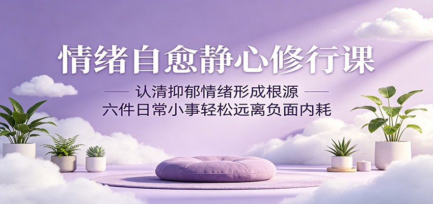 情绪自愈静心修行课:认清抑郁情绪形成根源,六件日常小事轻松远离负面内耗-副业网