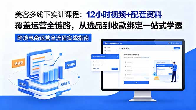 美客多线下实训课程：12小时视频+配套资料覆盖运营全链路，从选品到收款绑定一站式学透-副业网