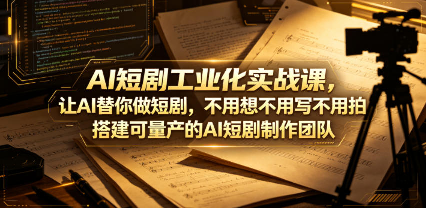 AI短剧工业化实战课，让AI替你做短剧，不用想不用写不用拍，搭建可量产的AI短剧制作团队-副业网