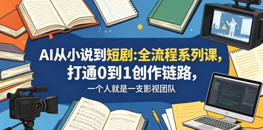 AI从小说到短剧全流程系列课，打通0到1创作链路，一个人就是一支影视团队-副业网