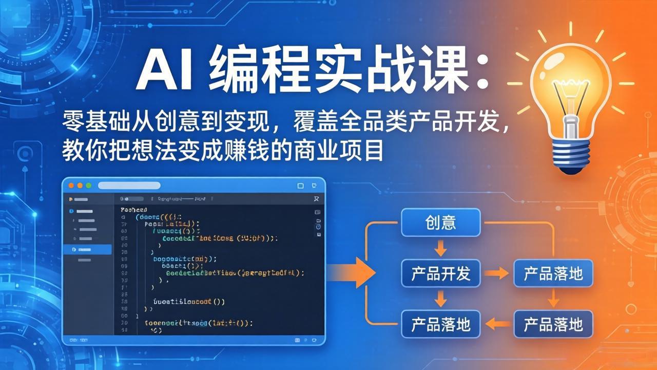 AI编程实战课-第三期-5月19更新：零基础从创意到变现，覆盖全品类产品开发，把想法变成赚钱项目-副业网