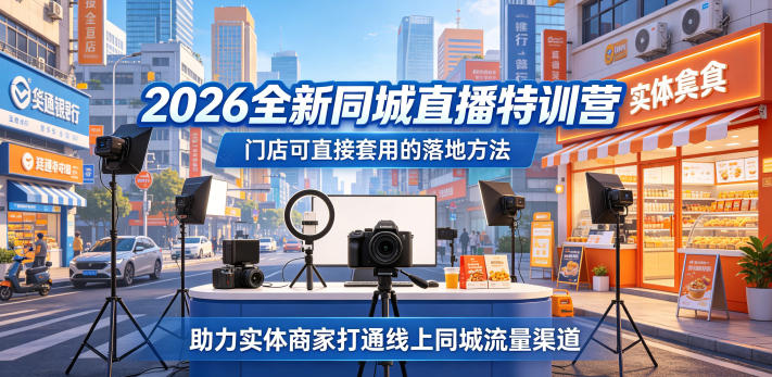 2026全新同城直播特训营，门店可直接套用的落地方法，助力实体商家打通线上同城流量渠道-副业网