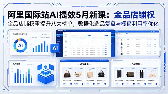 阿里国际站AI提效5月新课:金品店铺权重提升八大榜单,数据化选品复盘与橱窗利用率优化-副业网