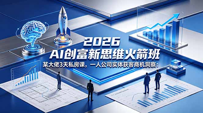 2026 AI 创富新思维火箭班:某大佬3天私房课,一人公司实体获客商机洞察-副业网