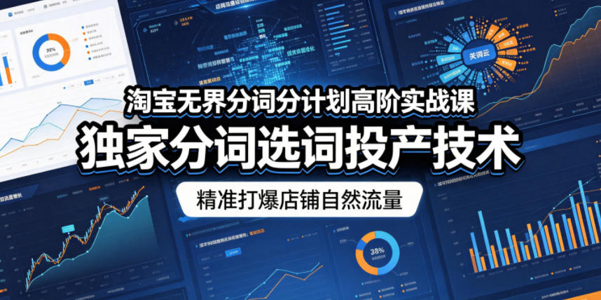 淘宝无界分词分计划高阶实战课,独家分词选词投产技术,精准打爆店铺自然流量-副业网
