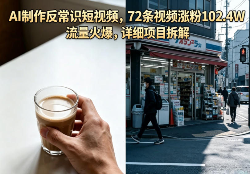 AI制作反常识短视频，72条视频涨粉102.4W，流量火爆，详细项目拆解-副业网
