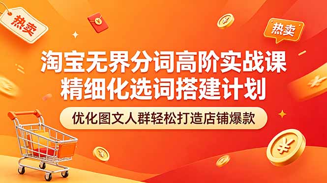 淘宝无界分词高阶实战课 精细化选词搭建计划 优化图文人群轻松打造店铺爆款-副业网