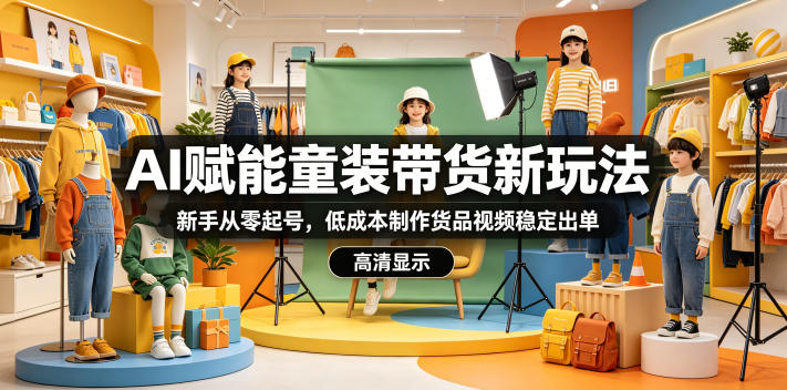 AI赋能童装带货新玩法，新手从零起号，低成本制作货品视频稳定出单-副业网