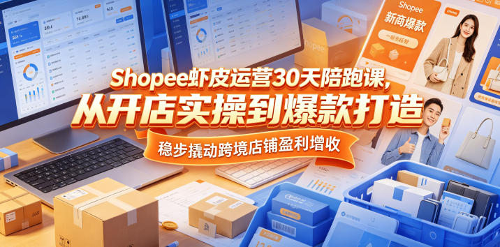 Shopee虾皮运营30天陪跑课，从开店实操到爆款打造，稳步撬动跨境店铺盈利增收-副业网