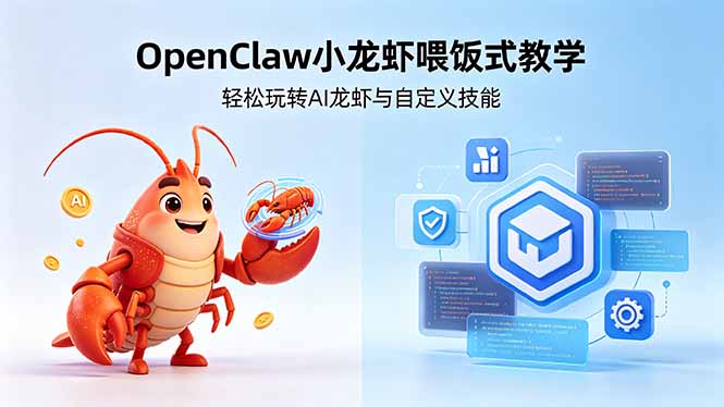 不用懂技术!OpenClaw小龙虾喂饭式教学,轻松玩转AI龙虾与自定义技能 (5月22更新-副业网