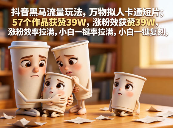 抖音黑马流量玩法,万物拟人卡通短片,57个作品获赞39W,涨粉效率拉满,小白一键复刻,保姆级拆解-副业网