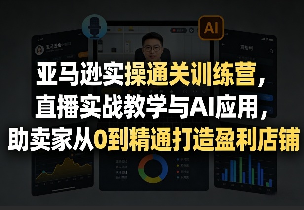 亚马逊实操通关训练营，直播实战教学与AI应用，助卖家从0到精通打造盈利店铺(更新5月23日)-副业网