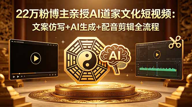 22万粉博主亲授AI道家文化短视频：文案仿写+AI生成+配音剪辑全流程-副业网