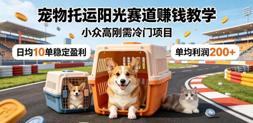 宠物托运阳光赛道賺钱教学，小众高刚需冷门项目，日均10单稳定盈利，单均利润200+-副业网