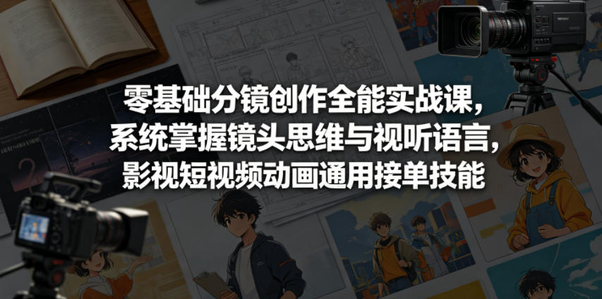 零基础分镜创作全能实战课，系统掌握镜头思维与视听语言，影视短视频动画通用接单技能-副业网