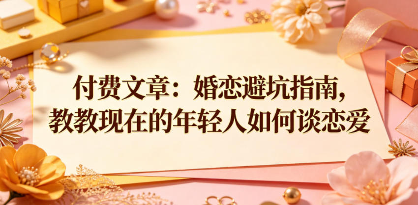 付费文章:婚恋避坑指南,教教现在的年轻人如何谈恋爱-副业网