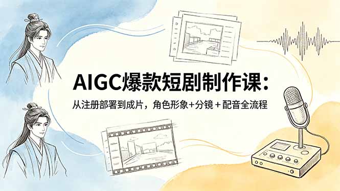 AIGC爆款短剧制作课:从注册部署到成片,角色形象+分镜+配音全流程-副业网