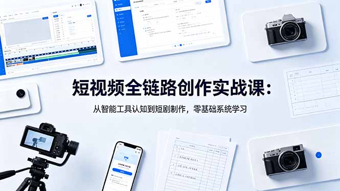 短视频全链路创作实战课：从智能工具认知到短剧制作，零基础系统学习-副业网
