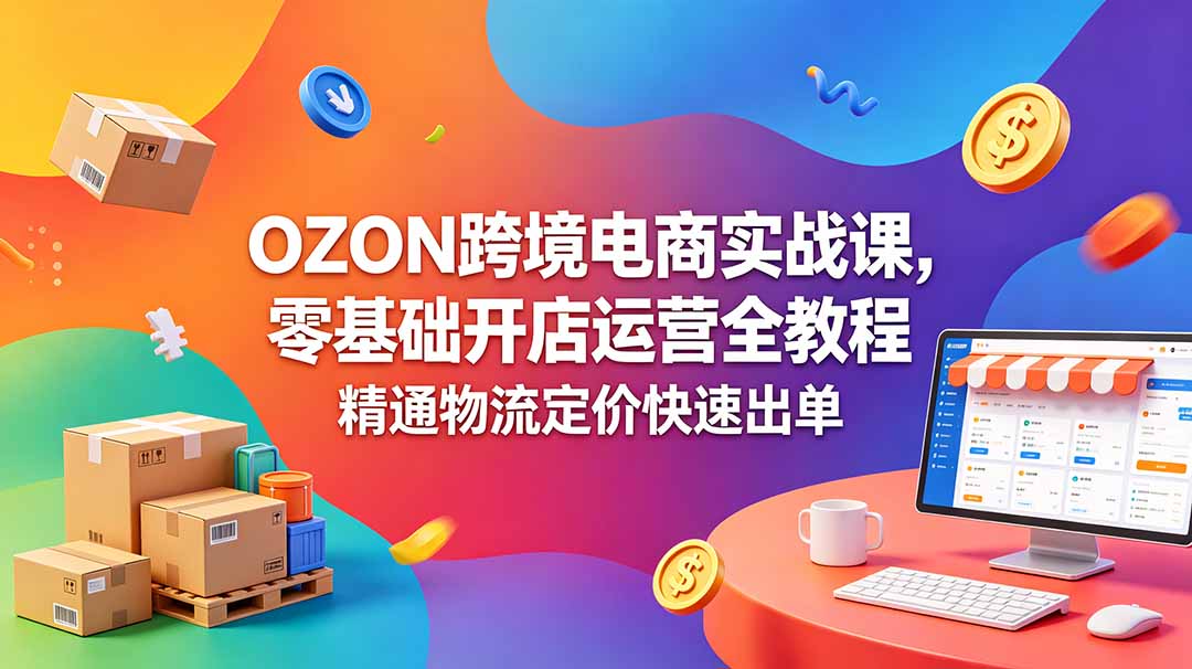OZON 跨境电商实战课，零基础开店运营全教程，精通物流定价快速出单-副业网