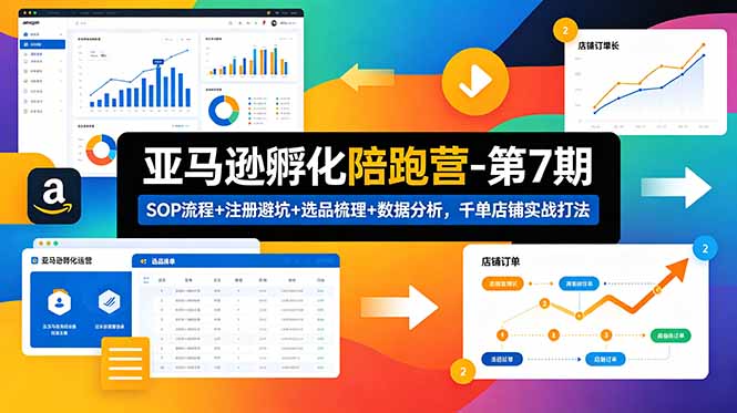 亚马逊孵化陪跑营-第7期：SOP流程+注册避坑+选品梳理+数据分析，千单店铺实战打法-副业网