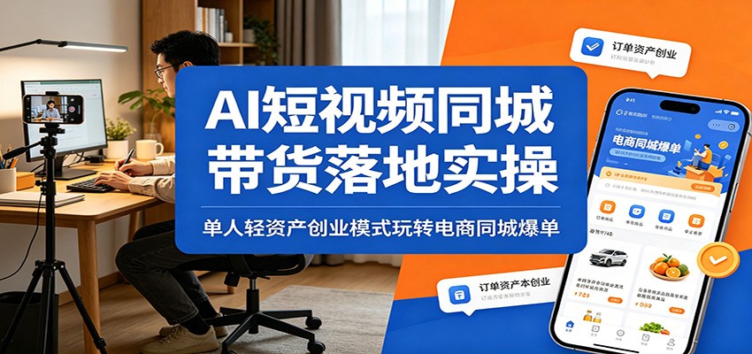 AI短视频同城带货落地实操：单人轻资产创业模式玩转电商同城爆单-副业网