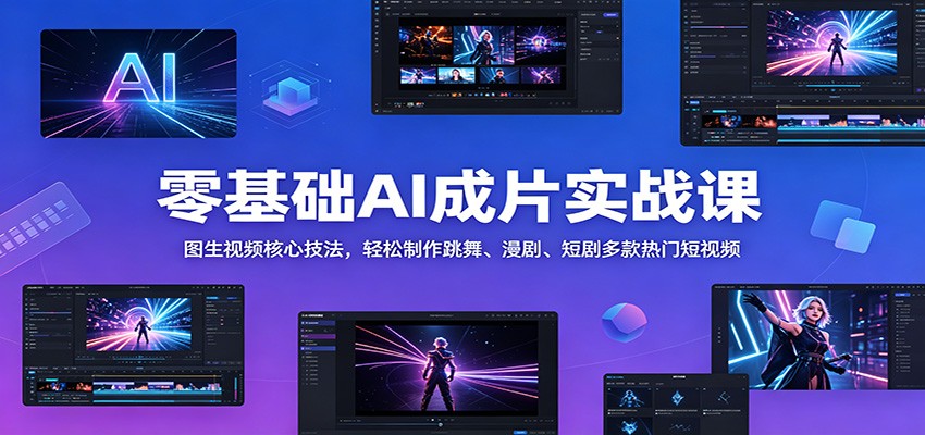 零基础AI成片实战课：图生视频核心技法，轻松制作跳舞、漫剧、短剧多款热门短视频-副业网