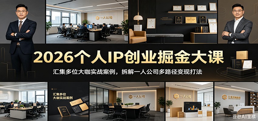 2026个人IP创业掘金大课：汇集多位大咖实战案例，拆解一人公司多路径变现打法-副业网