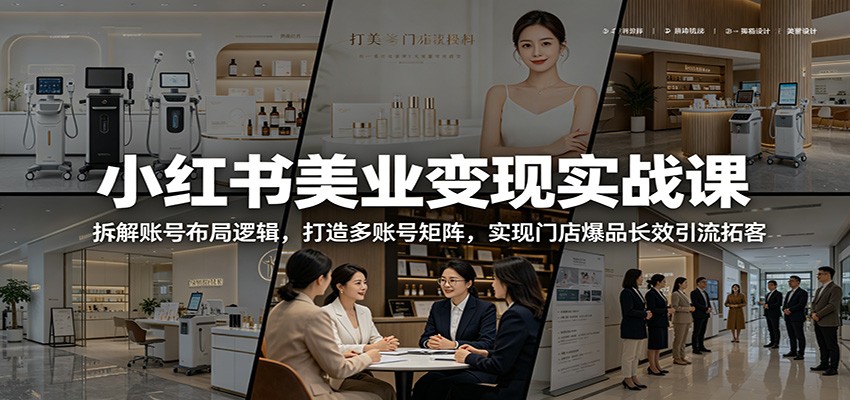 小红书美业变现实战课：拆解账号布局逻辑，打造多账号矩阵，实现门店爆品长效引流拓客-副业网