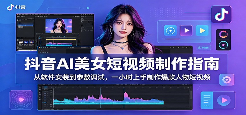 抖音AI美女短视频制作指南：从软件安装到参数调试，一小时上手制作爆款人物短视频-副业网