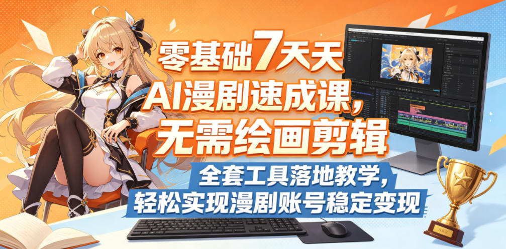 零基础7天AI漫剧速成课，无需绘画剪辑，全套工具落地教学，轻松实现漫剧账号稳定变现-副业网