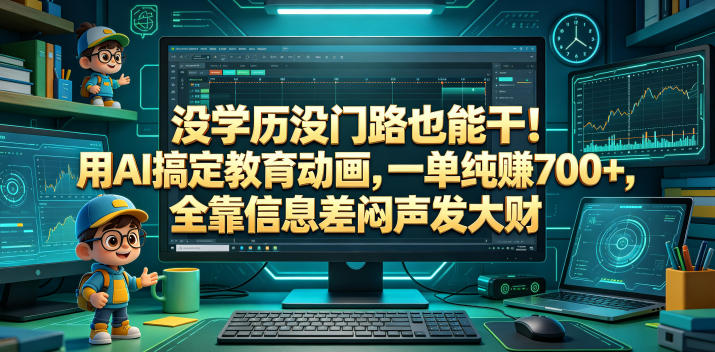 没学历没门路也能干!用AI搞定教育动画,一单纯賺700+,全靠信息差闷声发大财【揭秘】-副业网